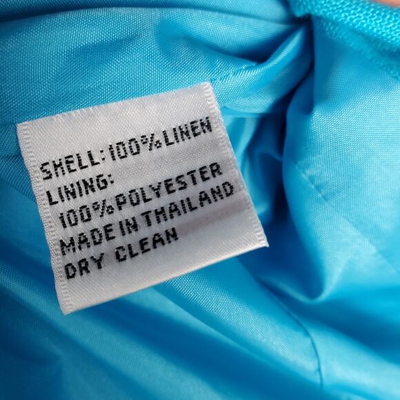 Talbots Irish Linen 3 Button Blazer Womens 10P Petite Blue Lined READ DESCRIPTIO - Picture 10 of 13